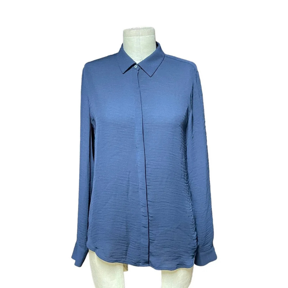 Scotch & Soda Jolie Vagabonde Navy Blue Button Down Blouse Shirt Size Small